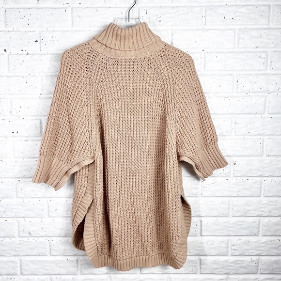 JCREW Heavy Knit Turtleneck Short Sleeve Sweater Cotton Poncho - Picture 7 of 11